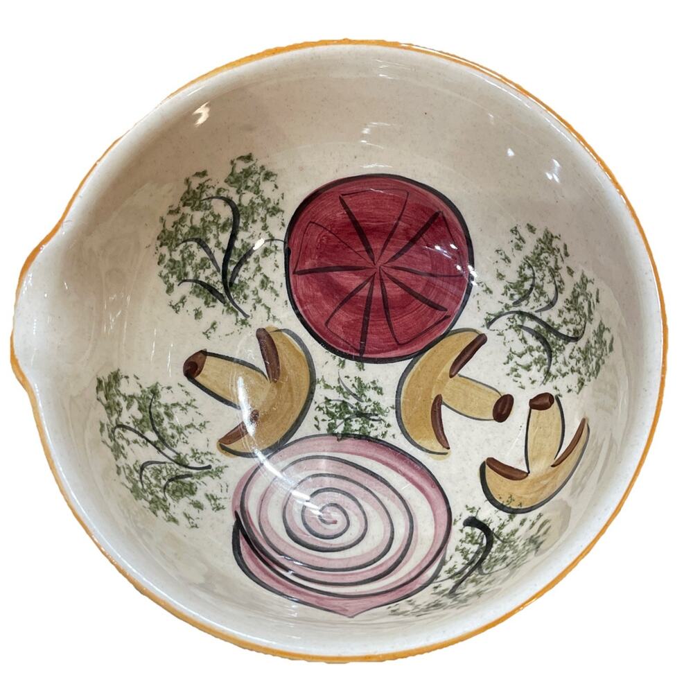 Vtg‎ Los Angeles Pottery Ceramic Mixing Bowl With Spout Vegetables 70s Retro USA